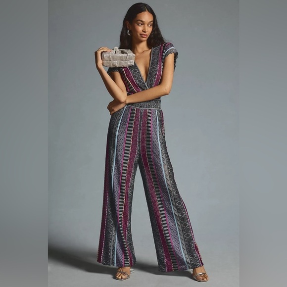 NWT Cecilia Prado Striped Deep-V Jumpsuit